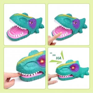 Dinosaur Dentist Classic Bite Finger Game Dino Toy Funny Family Party Tabletop Board Game with LED Light and Sound